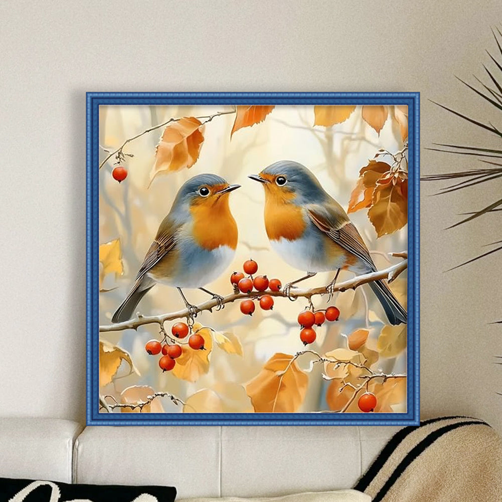 Two Robins - 11CT Stamped Cross Stitch 40*40CM