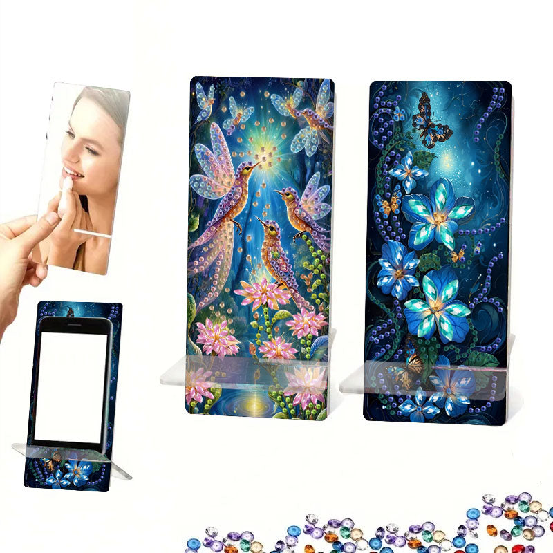 2Pcs Acrylic DIY Animals Diamond Painting Phone Holder Diamond Art Phone Bracket