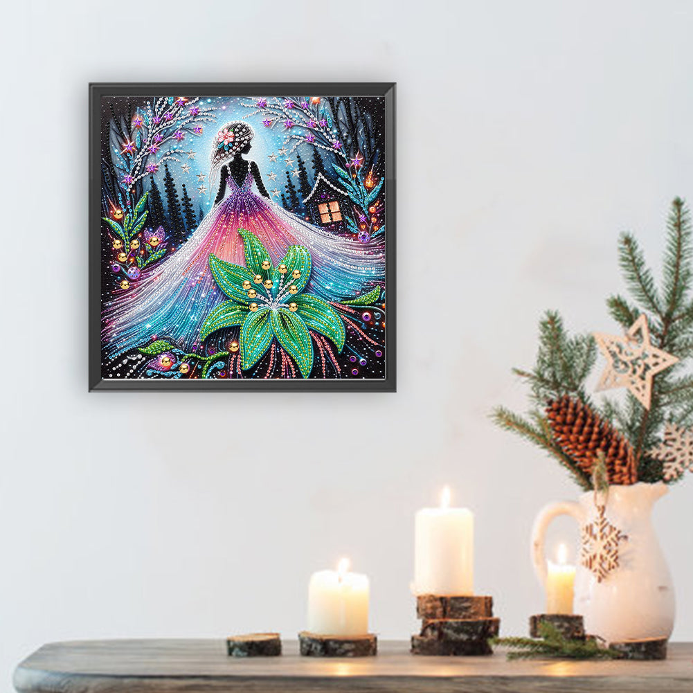 Girl And Flower - Special Shaped Drill Diamond Painting 30*30CM