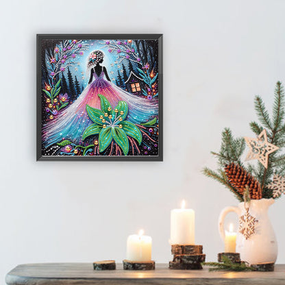Girl And Flower - Special Shaped Drill Diamond Painting 30*30CM