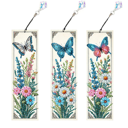 3Pcs Animal Themed DIY Diamond Painting Art Bookmarks Irregular Shaped Diamonds