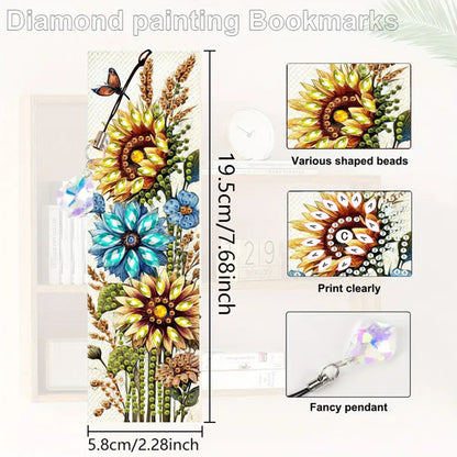 3Pcs Animal Themed DIY Diamond Painting Art Bookmarks Irregular Shaped Diamonds