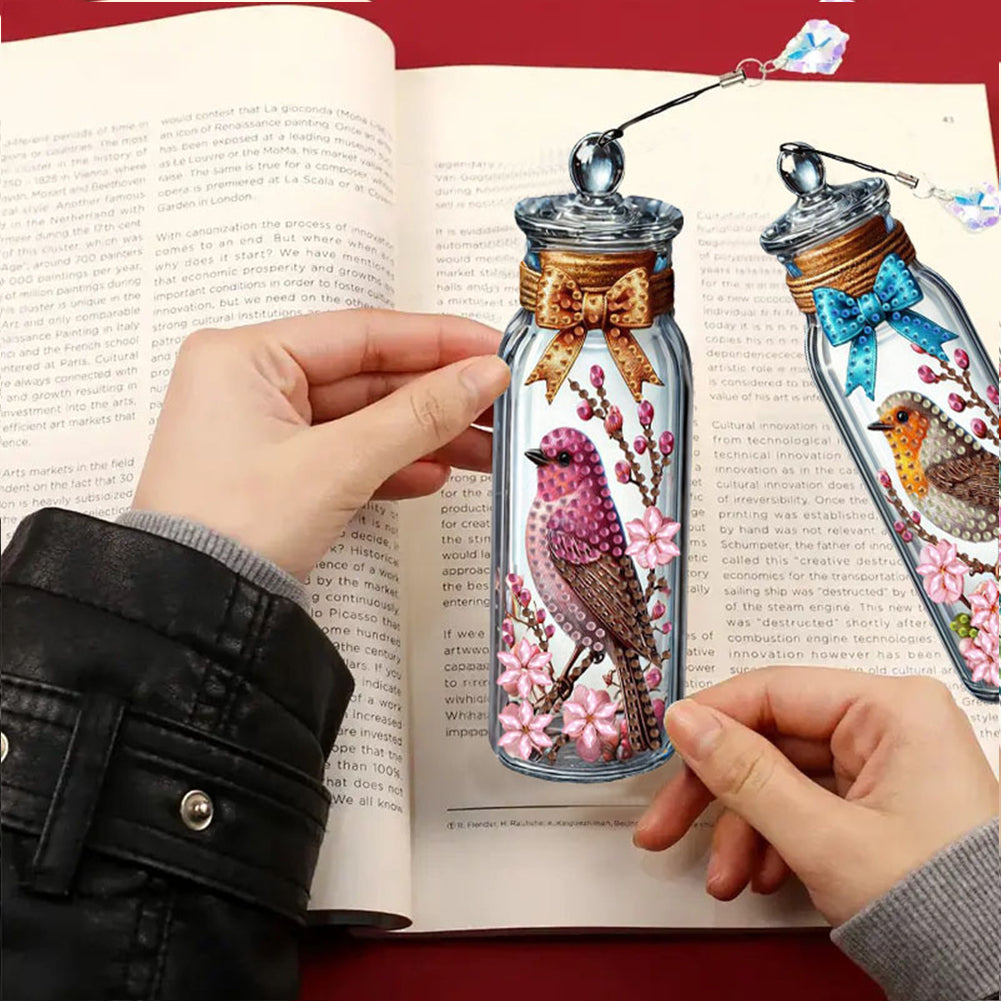 3Pcs Animal Themed DIY Diamond Painting Art Bookmarks Irregular Shaped Diamonds
