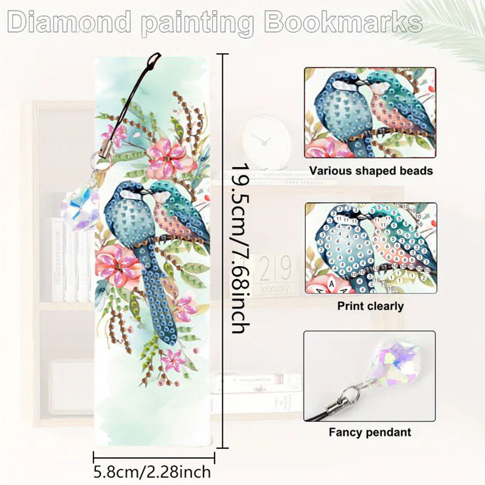 3Pcs Animal Themed DIY Diamond Painting Art Bookmarks Irregular Shaped Diamonds