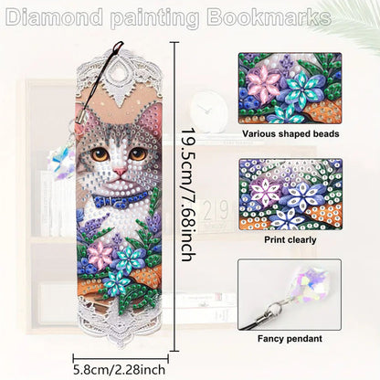 3Pcs Animal Themed DIY Diamond Painting Art Bookmarks Irregular Shaped Diamonds