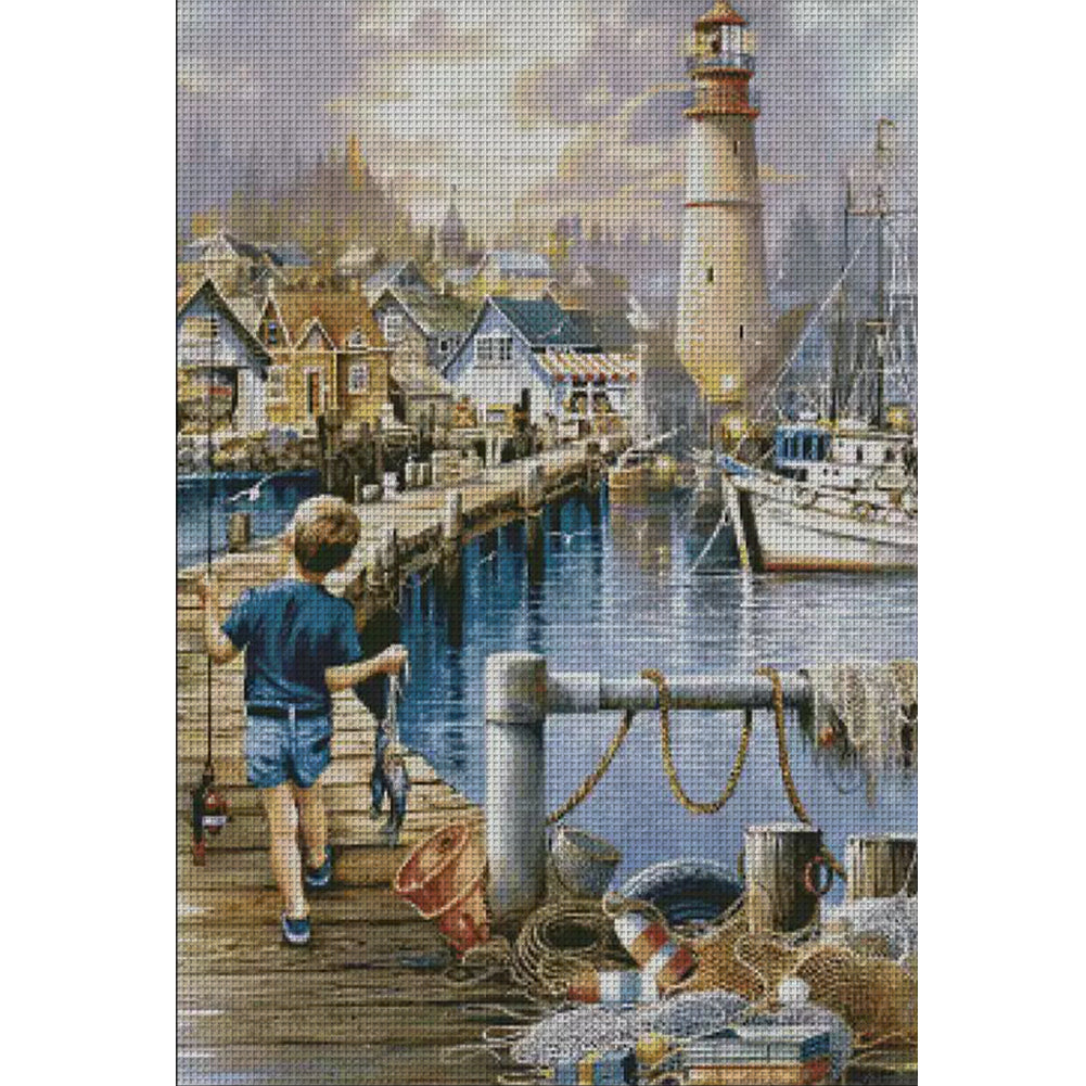 Little Boy'S Happiness - 14CT Stamped Cross Stitch 55*75CM(Fairy Brand)