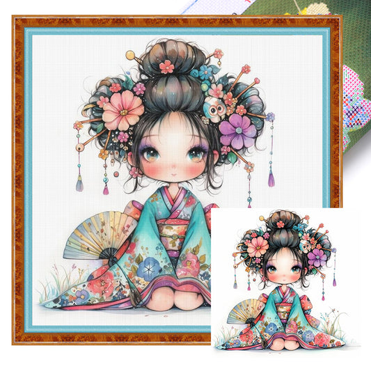Japanese Cartoon Girl - 11CT Stamped Cross Stitch 40*40CM