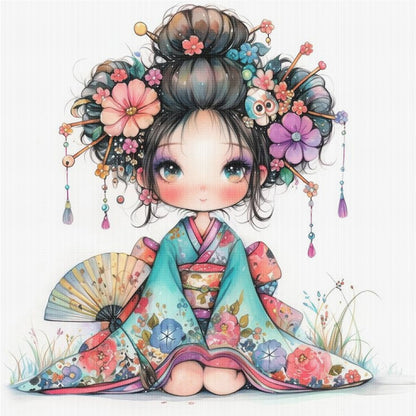Japanese Cartoon Girl - 11CT Stamped Cross Stitch 40*40CM