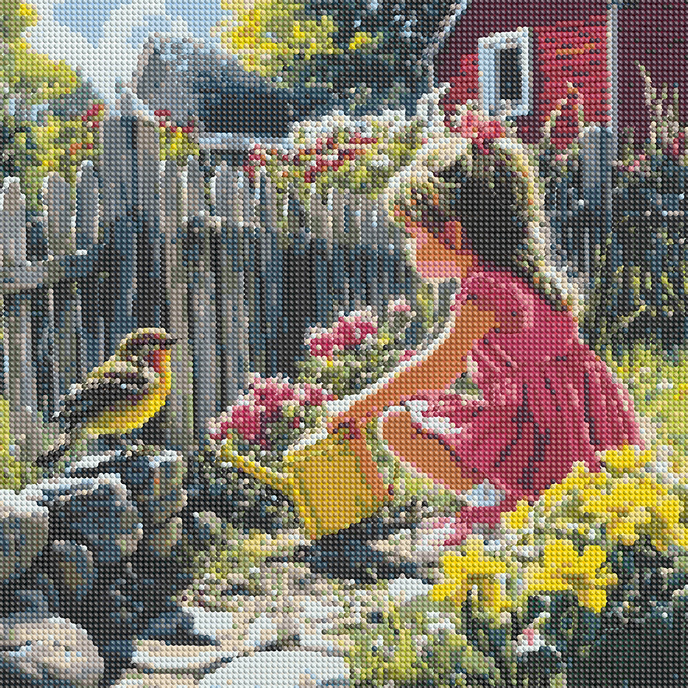 Garden Girl - Full Round Drill Diamond Painting 40*40CM