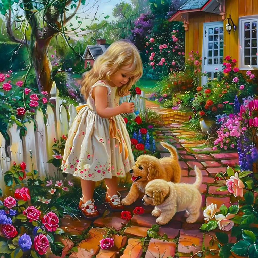 Garden Girl - Full Round Drill Diamond Painting 40*40CM