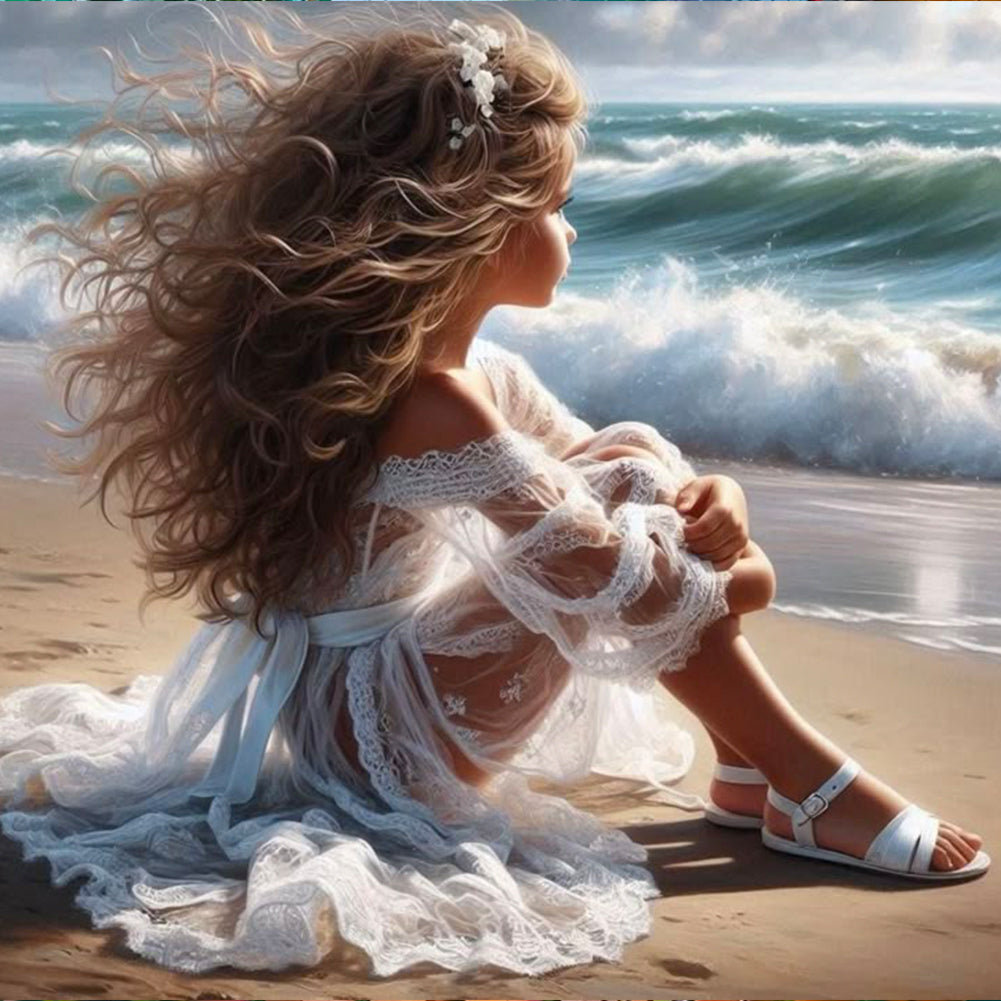 Beach Girl - Full Round Drill Diamond Painting 40*40CM