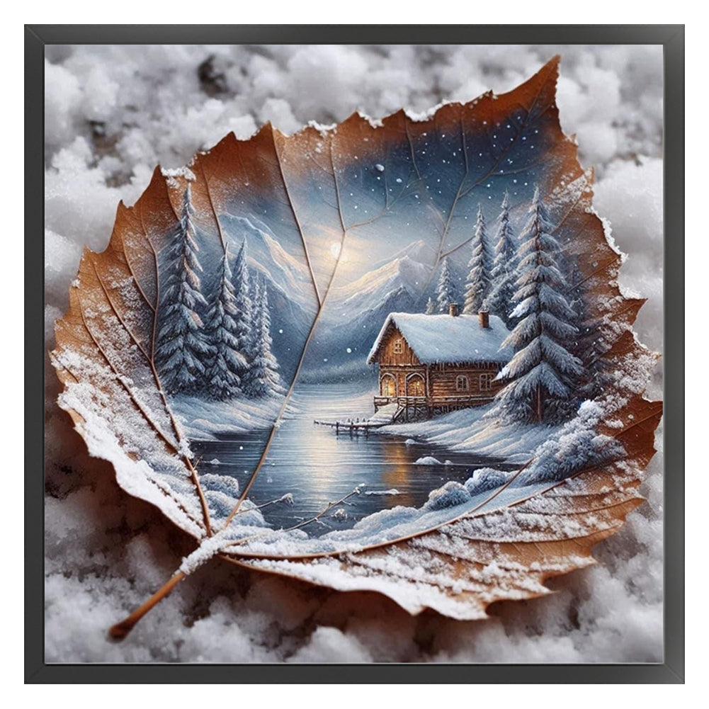 Leaf Silhouette - Winter - 11CT Stamped Cross Stitch 40*40CM