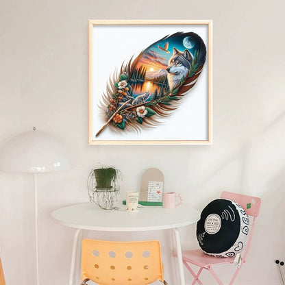 Leaf Silhouette - Wolf - 11CT Stamped Cross Stitch 40*40CM