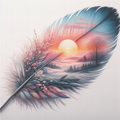 Feather Silhouette - Sunrise - 11CT Stamped Cross Stitch 40*40CM