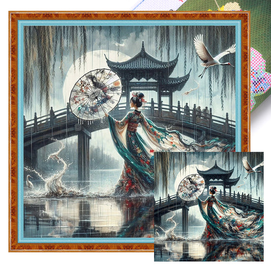 Japanese Beauty - 11CT Stamped Cross Stitch 40*40CM