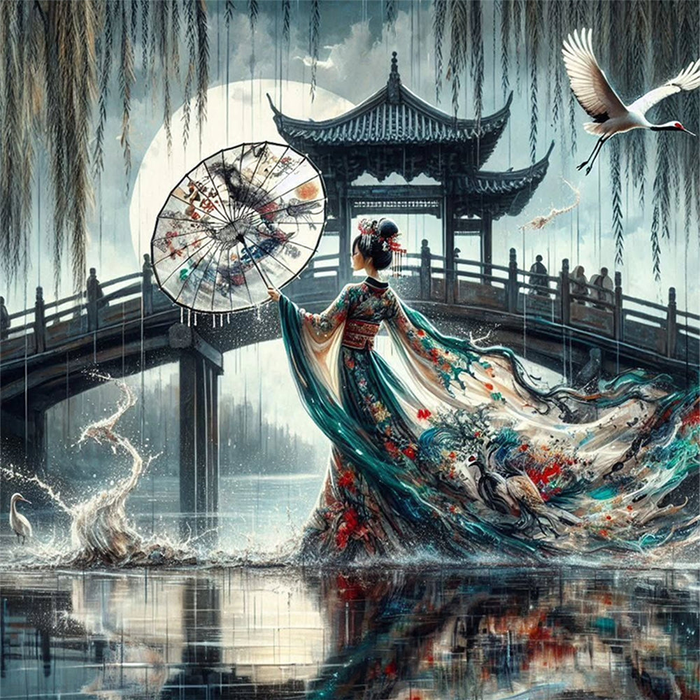 Japanese Beauty - 11CT Stamped Cross Stitch 40*40CM
