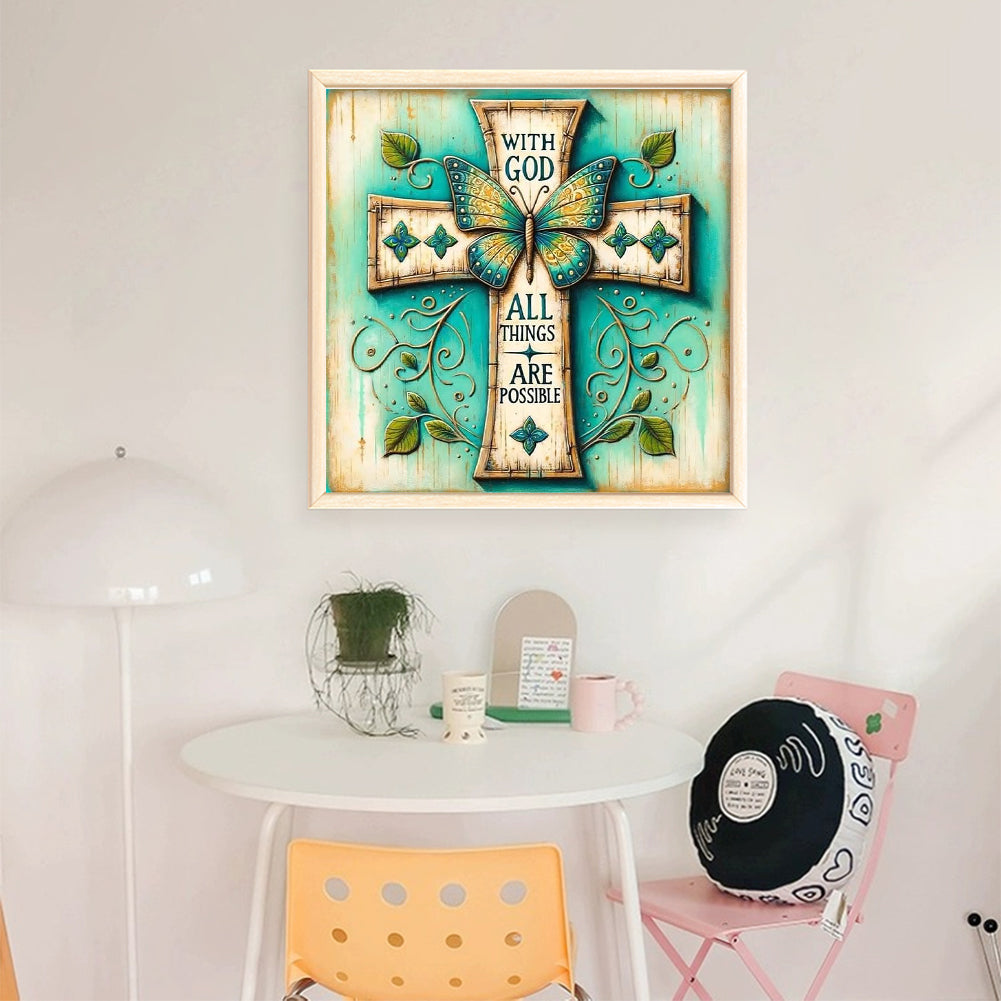 Cross Butterfly - 11CT Stamped Cross Stitch 40*40CM