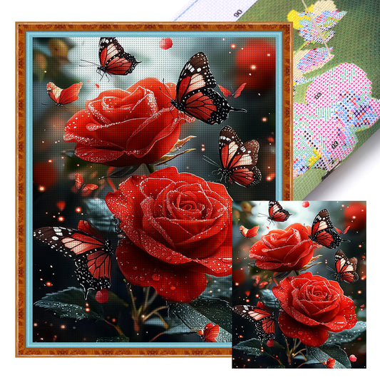 Butterfly Roses - 11CT Stamped Cross Stitch 40*50CM