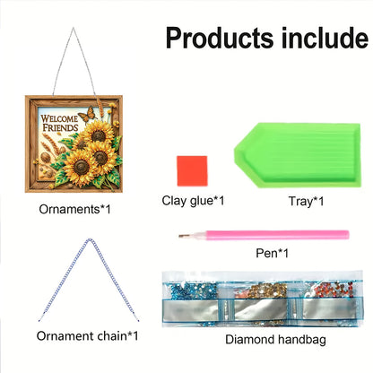 Acrylic Diamond Painting Hanging Pendant Rhinestone Diamond Art Window Pendants