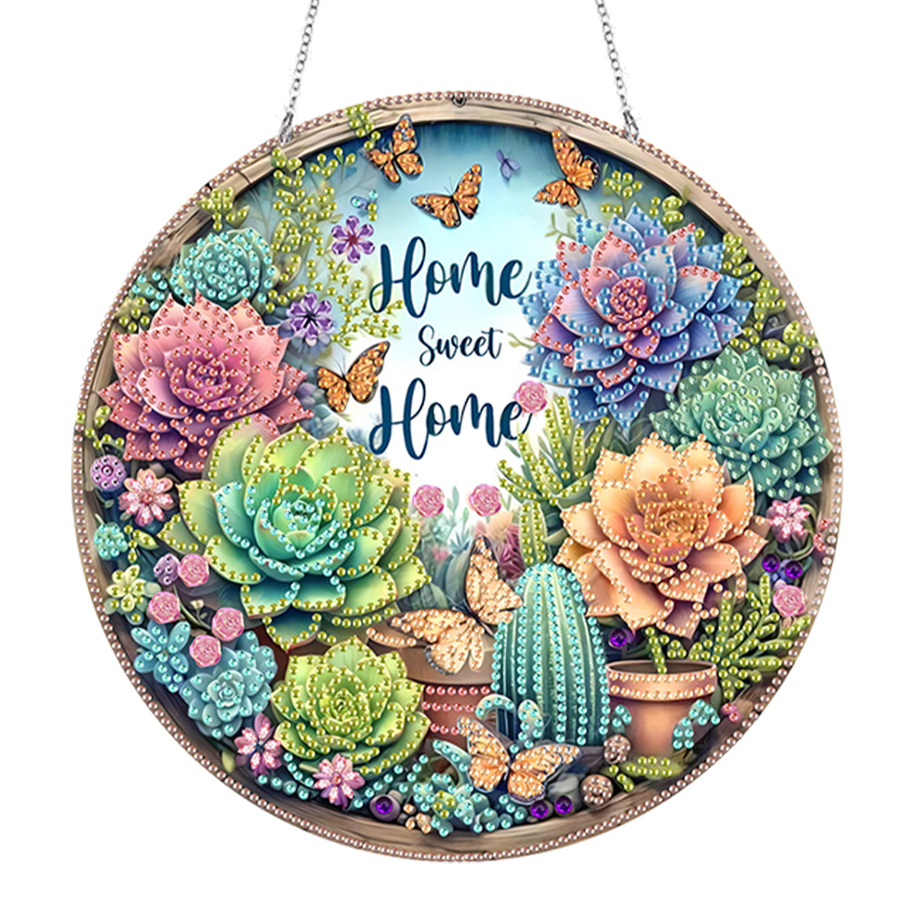 Acrylic Diamond Painting Hanging Pendant Rhinestone Diamond Art Window Pendants