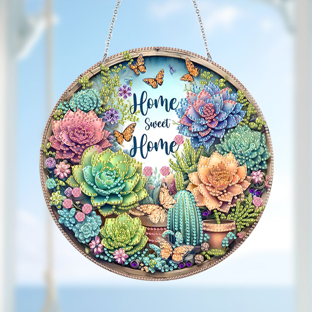 Acrylic Diamond Painting Hanging Pendant Rhinestone Diamond Art Window Pendants