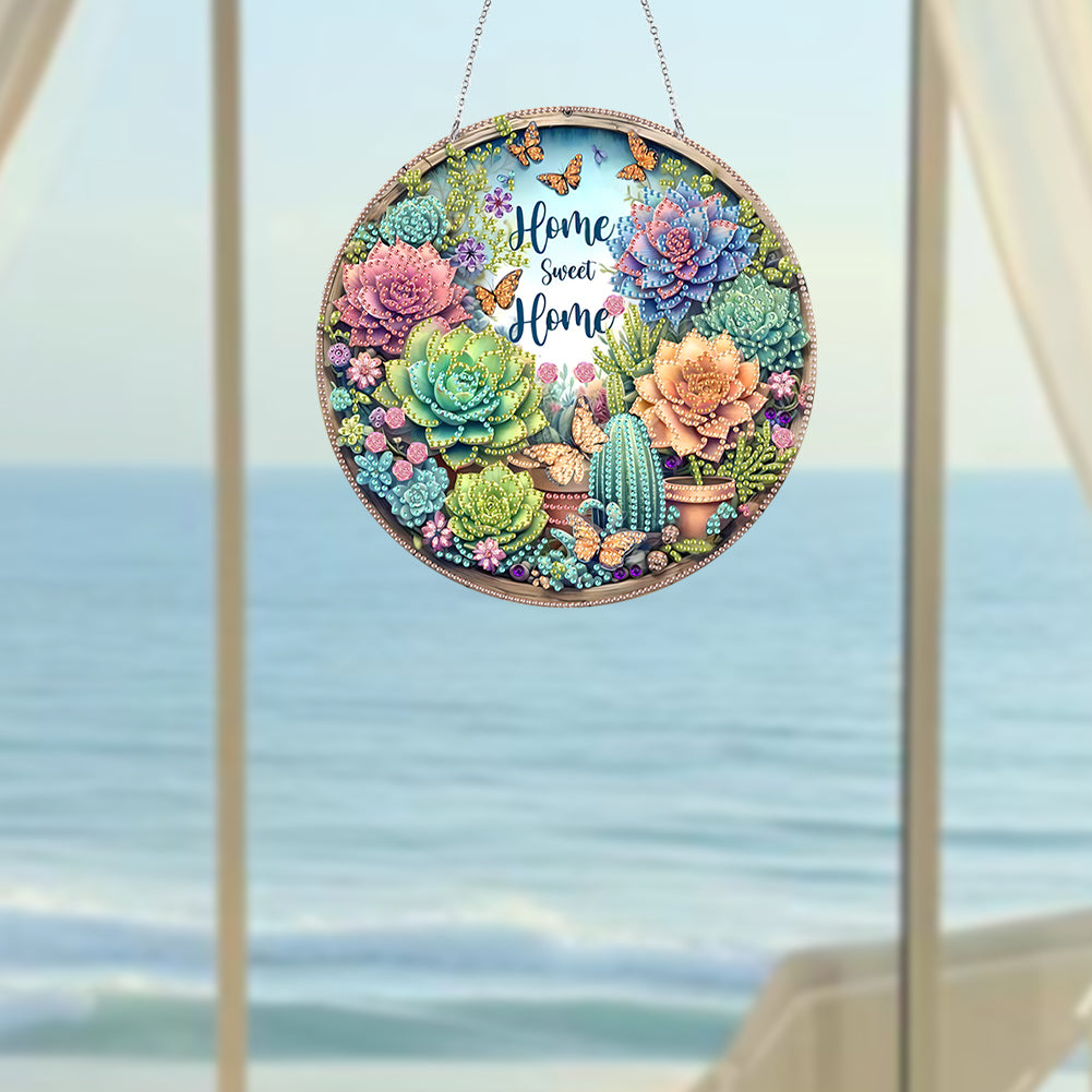Acrylic Diamond Painting Hanging Pendant Rhinestone Diamond Art Window Pendants