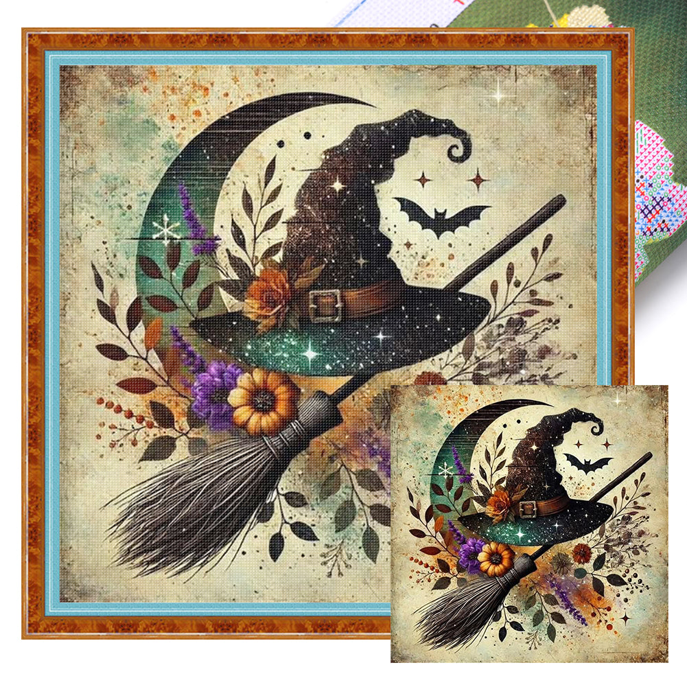 Halloween Wizard Hat - 11CT Stamped Cross Stitch 40*40CM