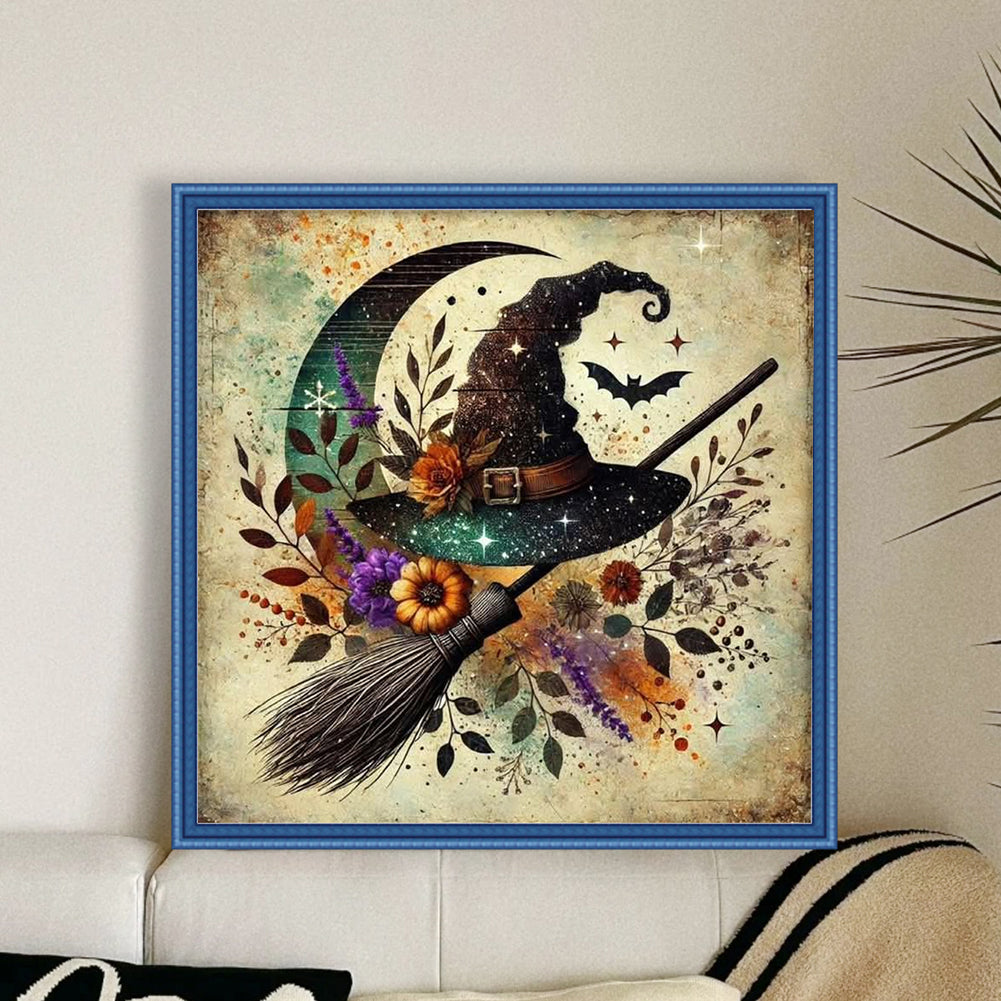 Halloween Wizard Hat - 11CT Stamped Cross Stitch 40*40CM
