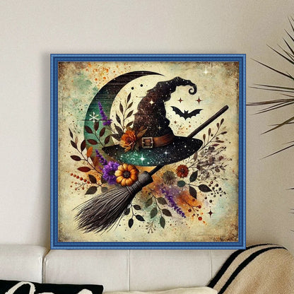 Halloween Wizard Hat - 11CT Stamped Cross Stitch 40*40CM