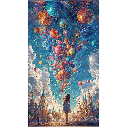 Balloon Girl - 14CT Stamped Cross Stitch 40*70CM