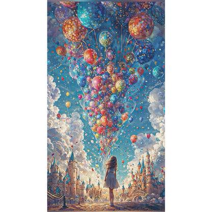 Balloon Girl - 14CT Stamped Cross Stitch 40*70CM
