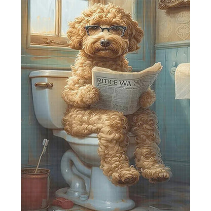 Puppy Going To The Toilet - 14CT Stamped Cross Stitch 40*50CM