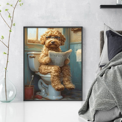 Puppy Going To The Toilet - 14CT Stamped Cross Stitch 40*50CM