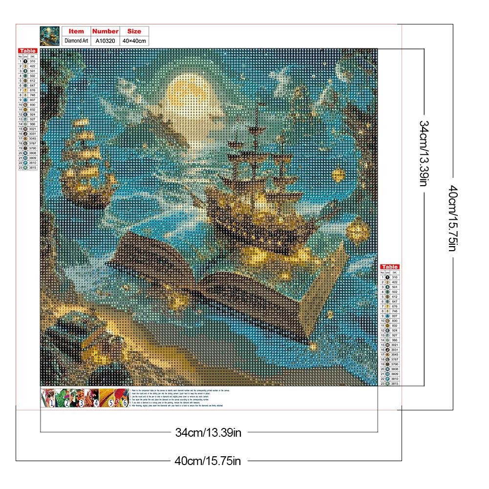 Sailboat In The Book - Full Round Drill Diamond Painting 40*40CM