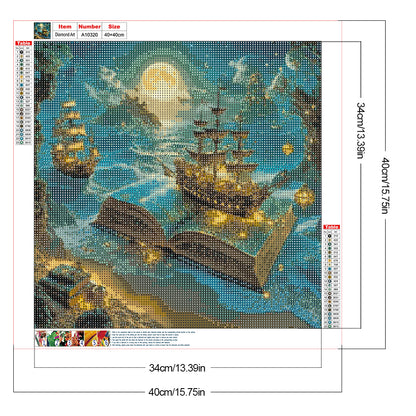 Sailboat In The Book - Full Round Drill Diamond Painting 40*40CM