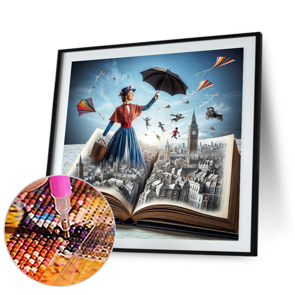 Girl In The Book - Full Round Drill Diamond Painting 40*40CM