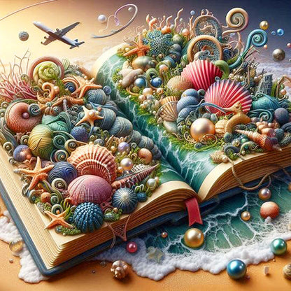 Shell In The Book - Full Round Drill Diamond Painting 40*40CM