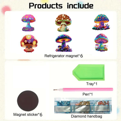 6Pcs Diamond Painting Refrigerator Magnets Diamond Art Kits for Adults Beginners