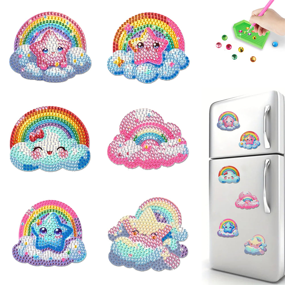 6Pcs Diamond Painting Refrigerator Magnets Diamond Art Kits for Adults Beginners