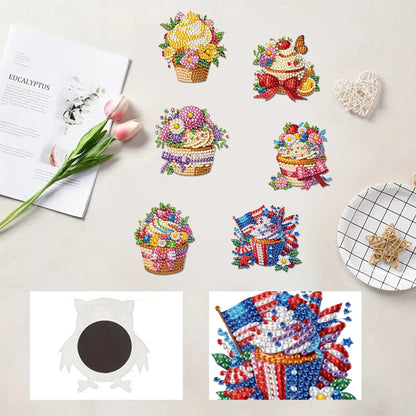 6Pcs Diamond Painting Refrigerator Magnets Diamond Art Kits for Adults Beginners