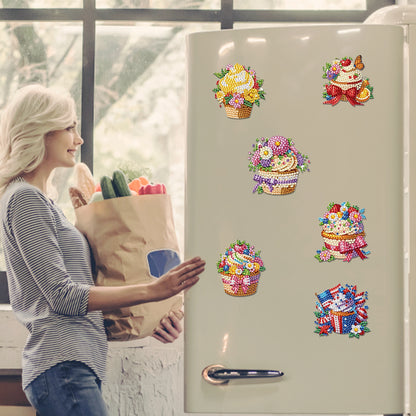 6Pcs Diamond Painting Refrigerator Magnets Diamond Art Kits for Adults Beginners