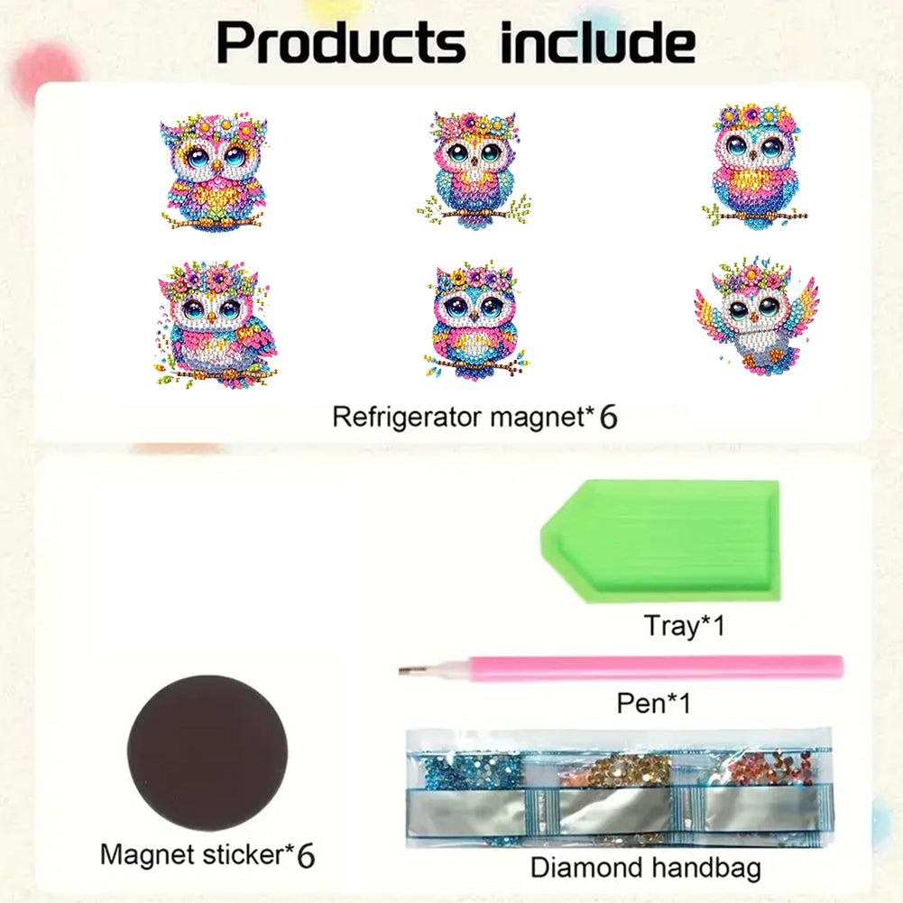 6Pcs Diamond Painting Refrigerator Magnets Diamond Art Kits for Adults Beginners