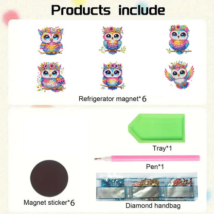 6Pcs Diamond Painting Refrigerator Magnets Diamond Art Kits for Adults Beginners
