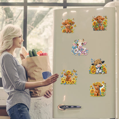 6Pcs Diamond Painting Refrigerator Magnets Diamond Art Kits for Adults Beginners