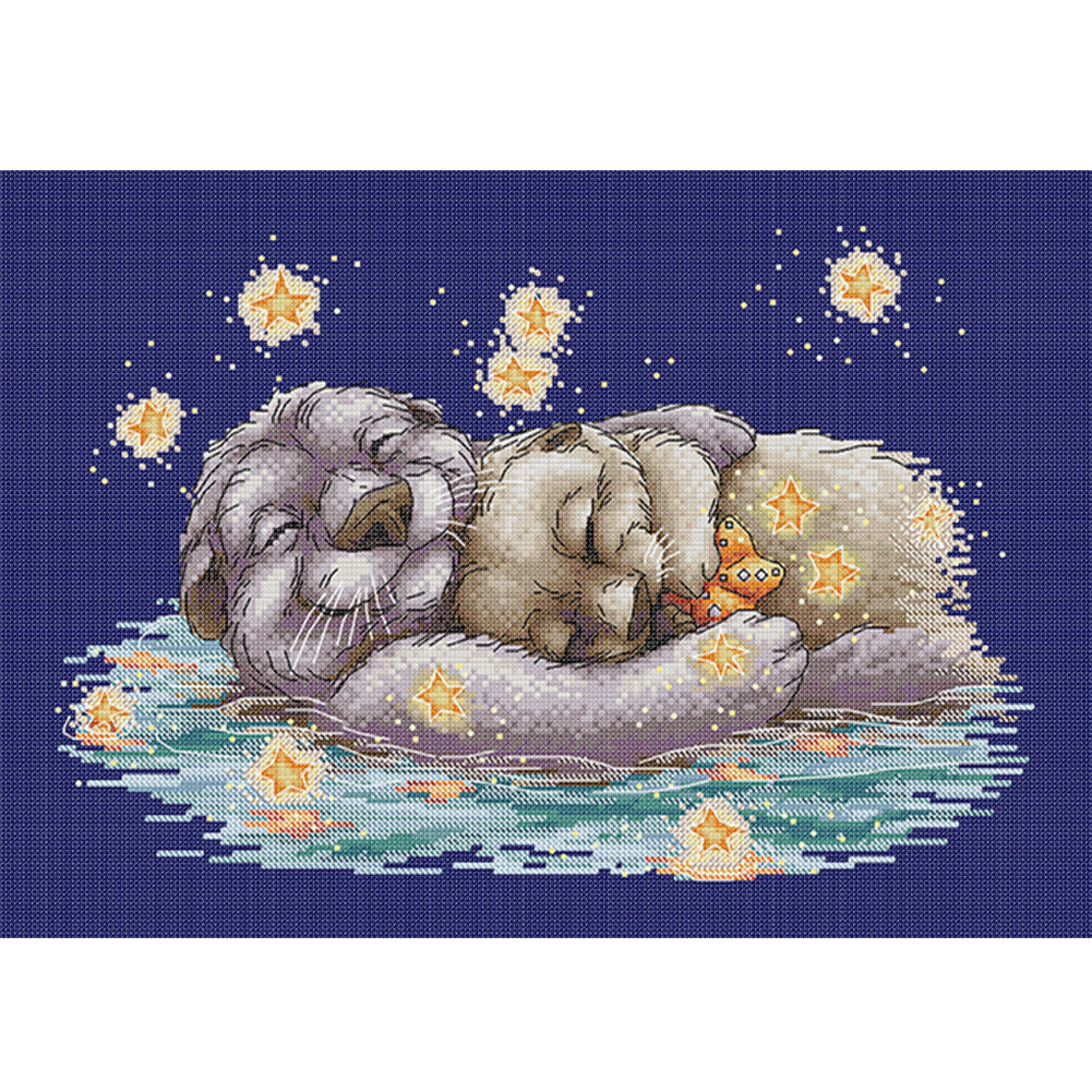 Snuggle Under The Stars - 14CT Stamped Cross Stitch 42*31CM(Joy Sunday)