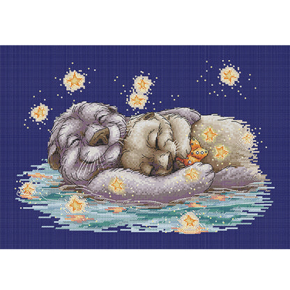 Snuggle Under The Stars - 14CT Stamped Cross Stitch 42*31CM(Joy Sunday)