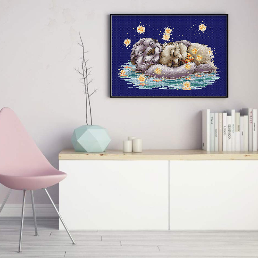 Snuggle Under The Stars - 14CT Stamped Cross Stitch 42*31CM(Joy Sunday)