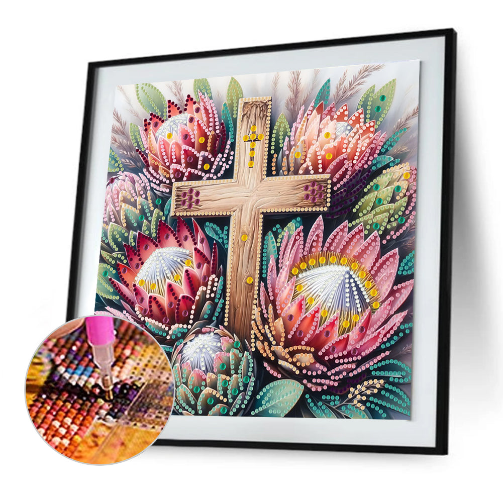 Cross Flower - Special Shaped Drill Diamond Painting 30*30CM