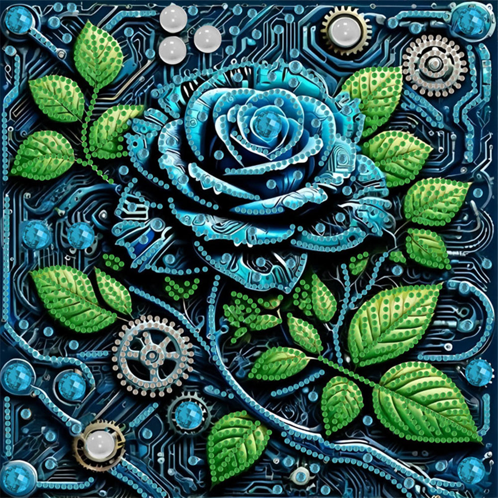 Blue Rose - Special Shaped Drill Diamond Painting 30*30CM
