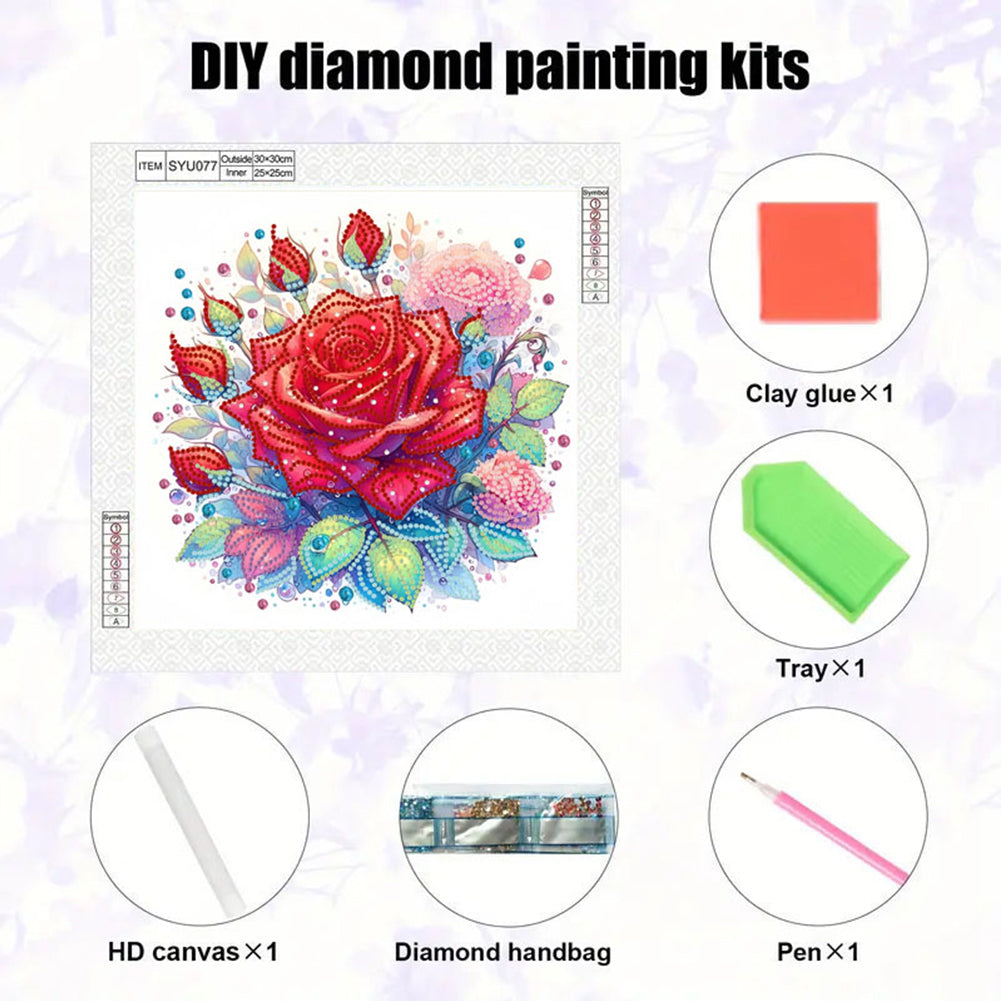 Red Rose - Special Shaped Drill Diamond Painting 30*30CM